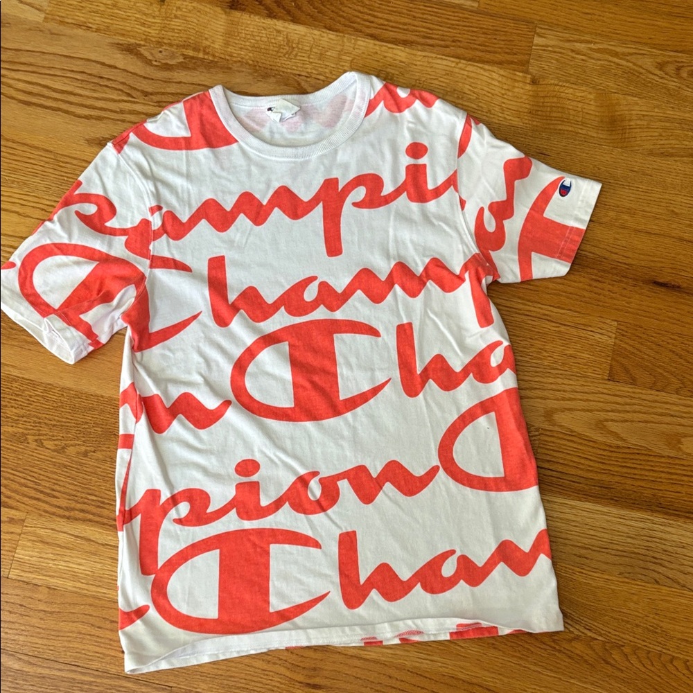 Champion Red and White Short Sleeve Tee